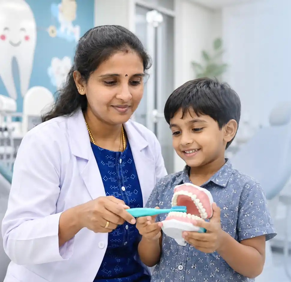 Child-friendly dental examination by pediatric dentist in Vellore